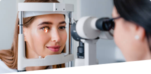 Doctor examining eye